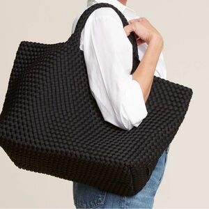 Naghedi Black Woven Tote Bag